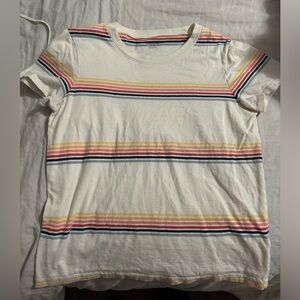 Madewell White and Red Short Sleeve Tee